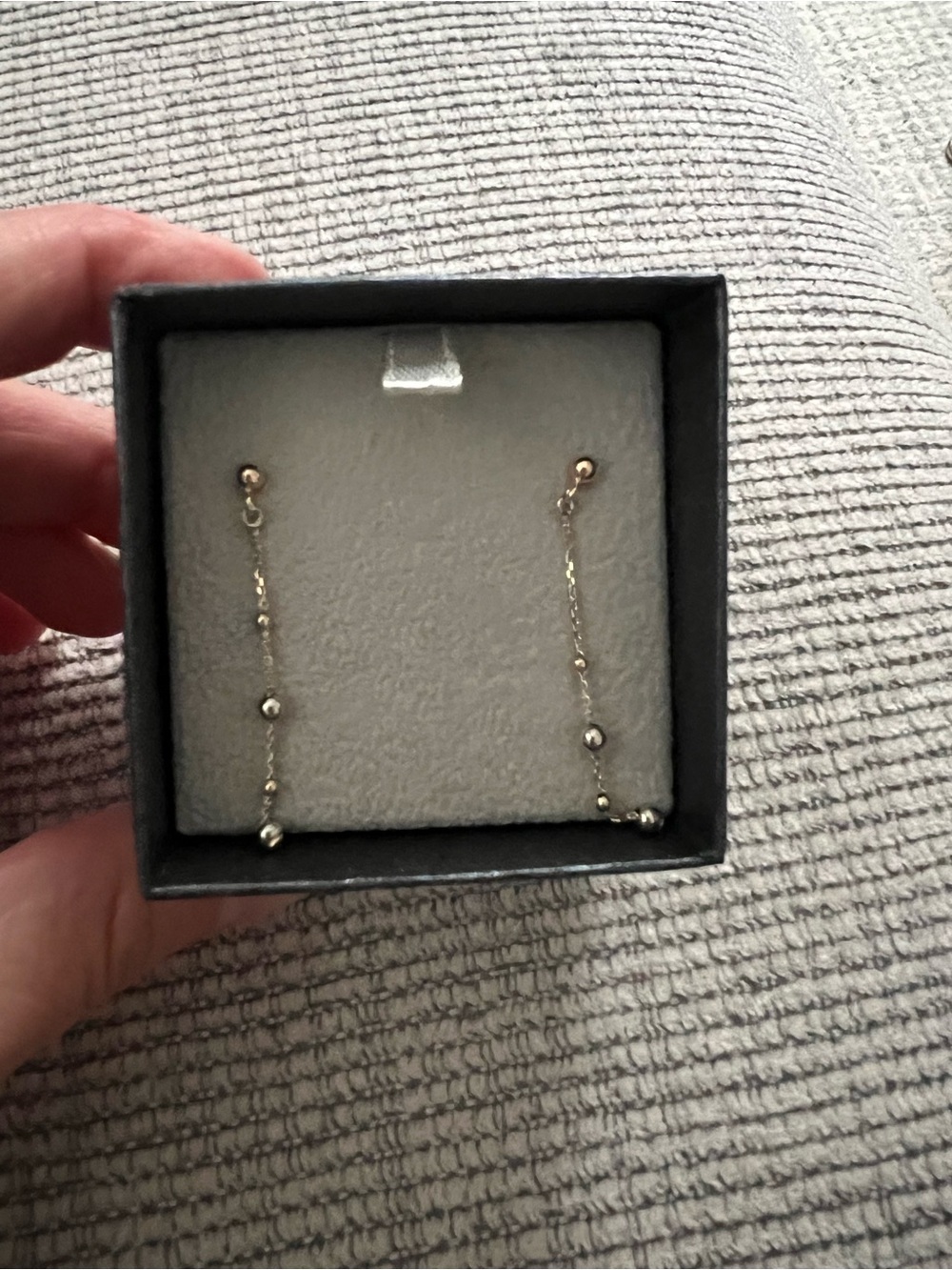 Gold Beaded Drop Chain Earrings - Women Jewelry